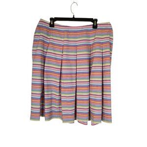 Talbots Woman Striped Pleated Skirt Size 16W Pink Preppy Career Classic